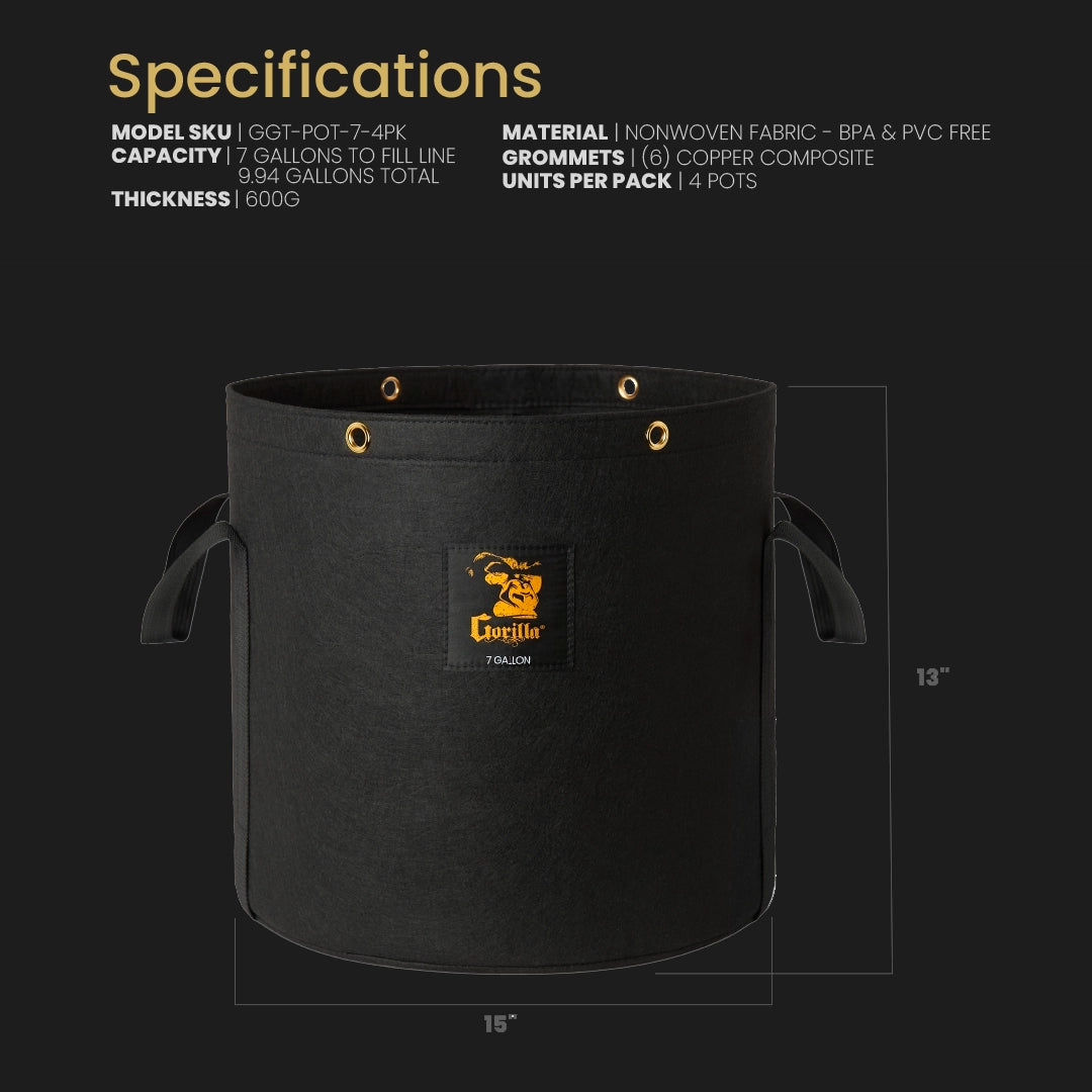 Gorilla 7 Gallon Grow Bag (4 Pack)