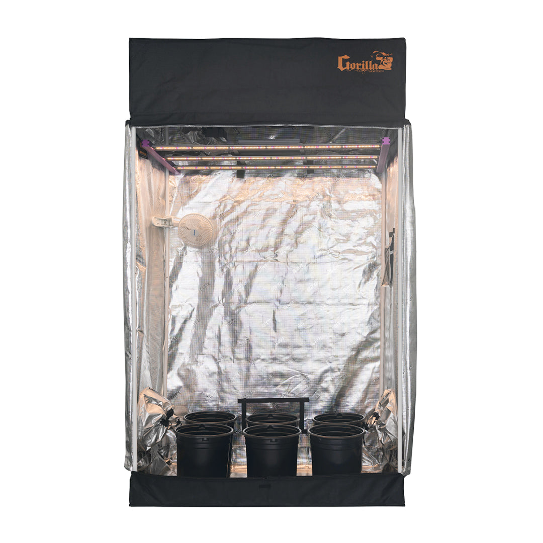Complete 2x4 grow tent kit with lights, ventilation system, and hydroponic equipment, ready for indoor plant cultivation